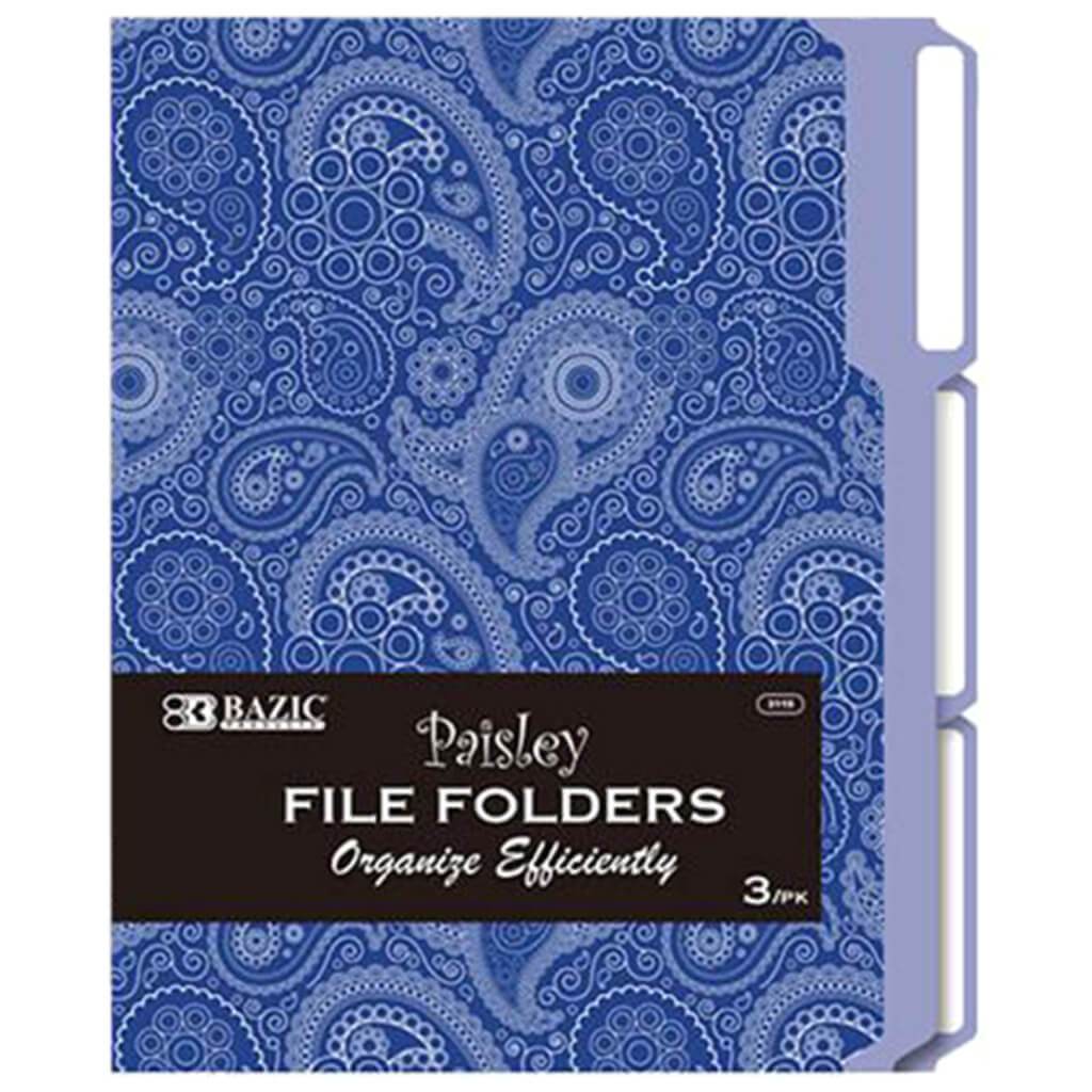 Bazic File Folder Paisley 1/3 Cut Letter Size