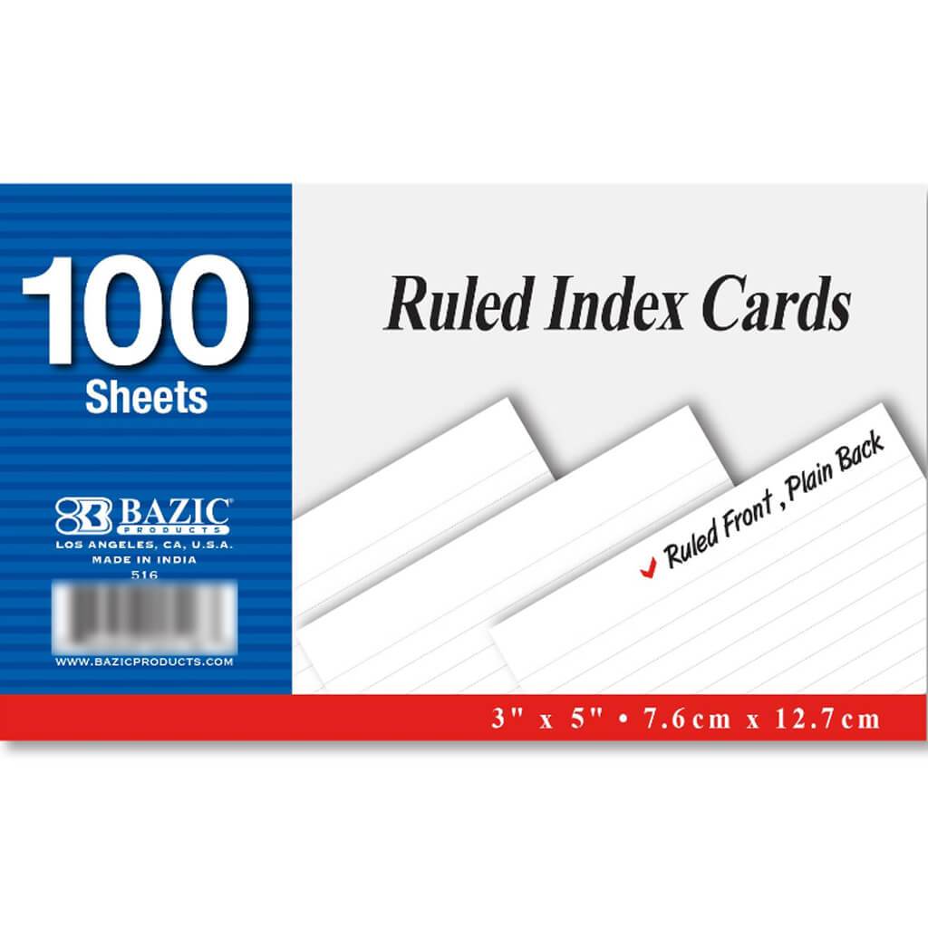 Ruled White Index Card 100ct 3in x 5in