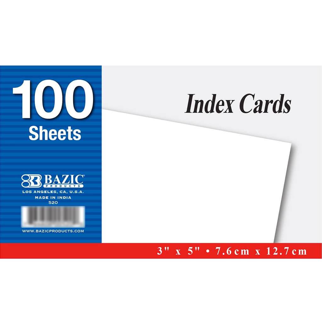 Unruled White Index Card 100ct 3in x 5in