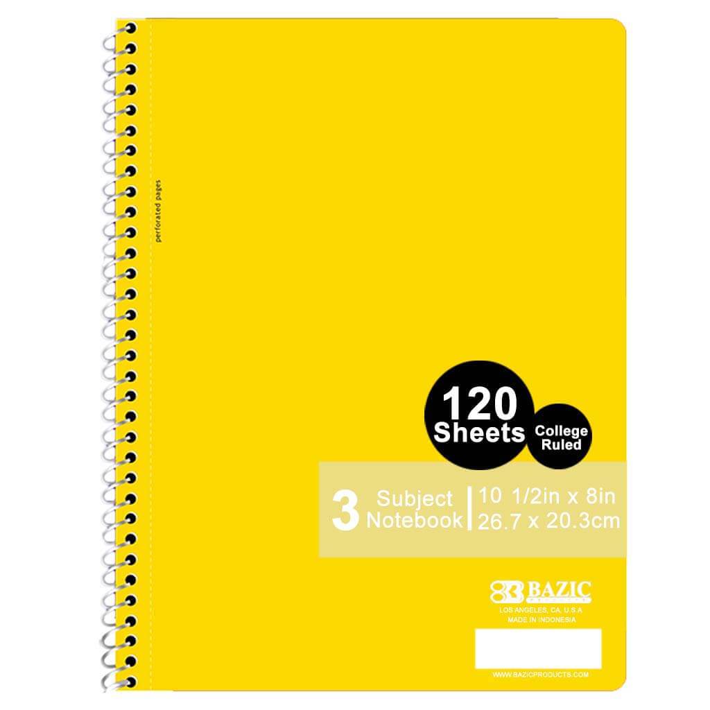 Bazic Spiral Notebook 3-­Subject 120ct