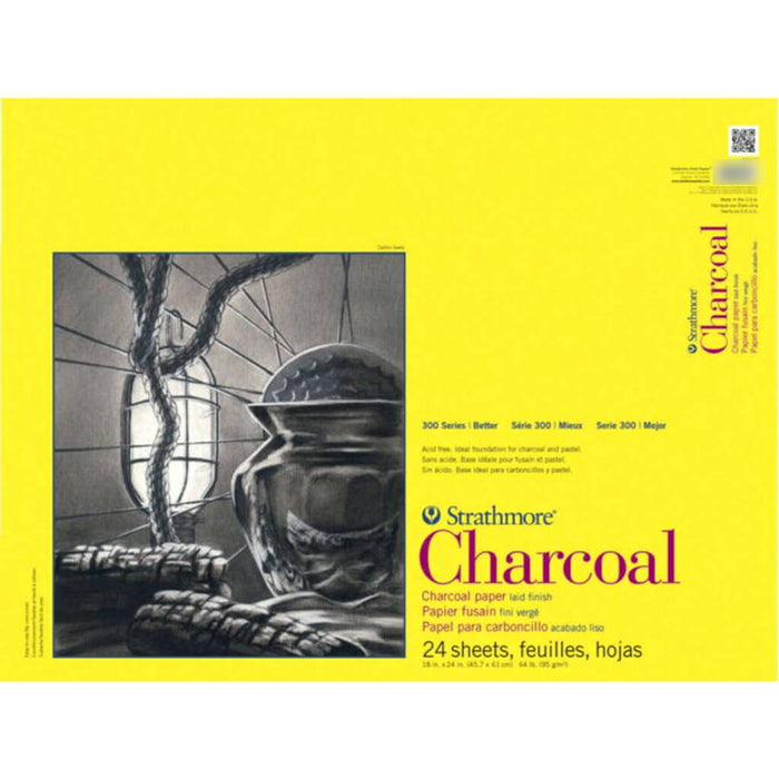 Strathmore 300 Series Charcoal Pad White 18in x 24in
