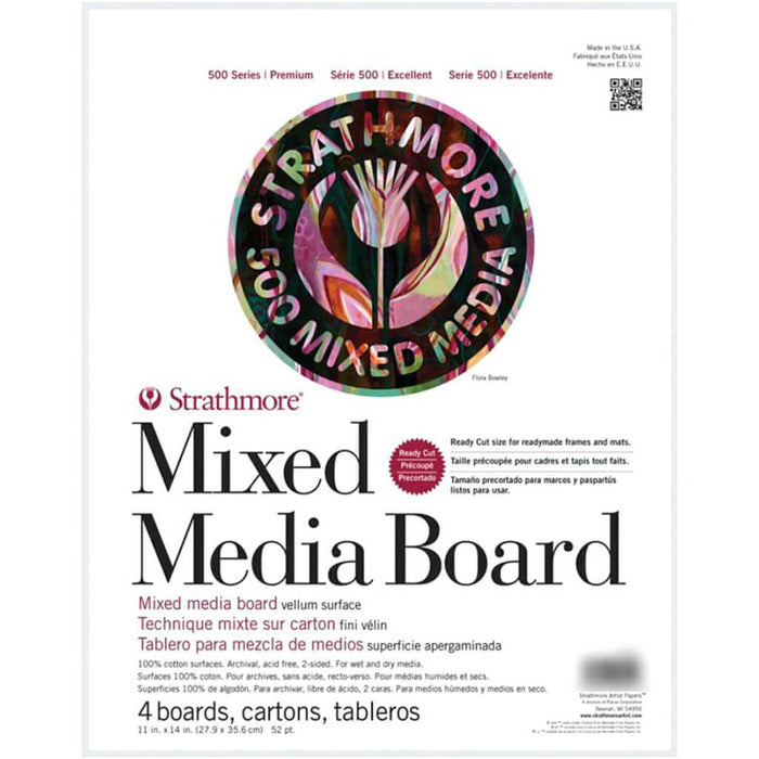 Strathmore 500 Series Mixed Media Board Vellum 11in x 14in 4 Sheets