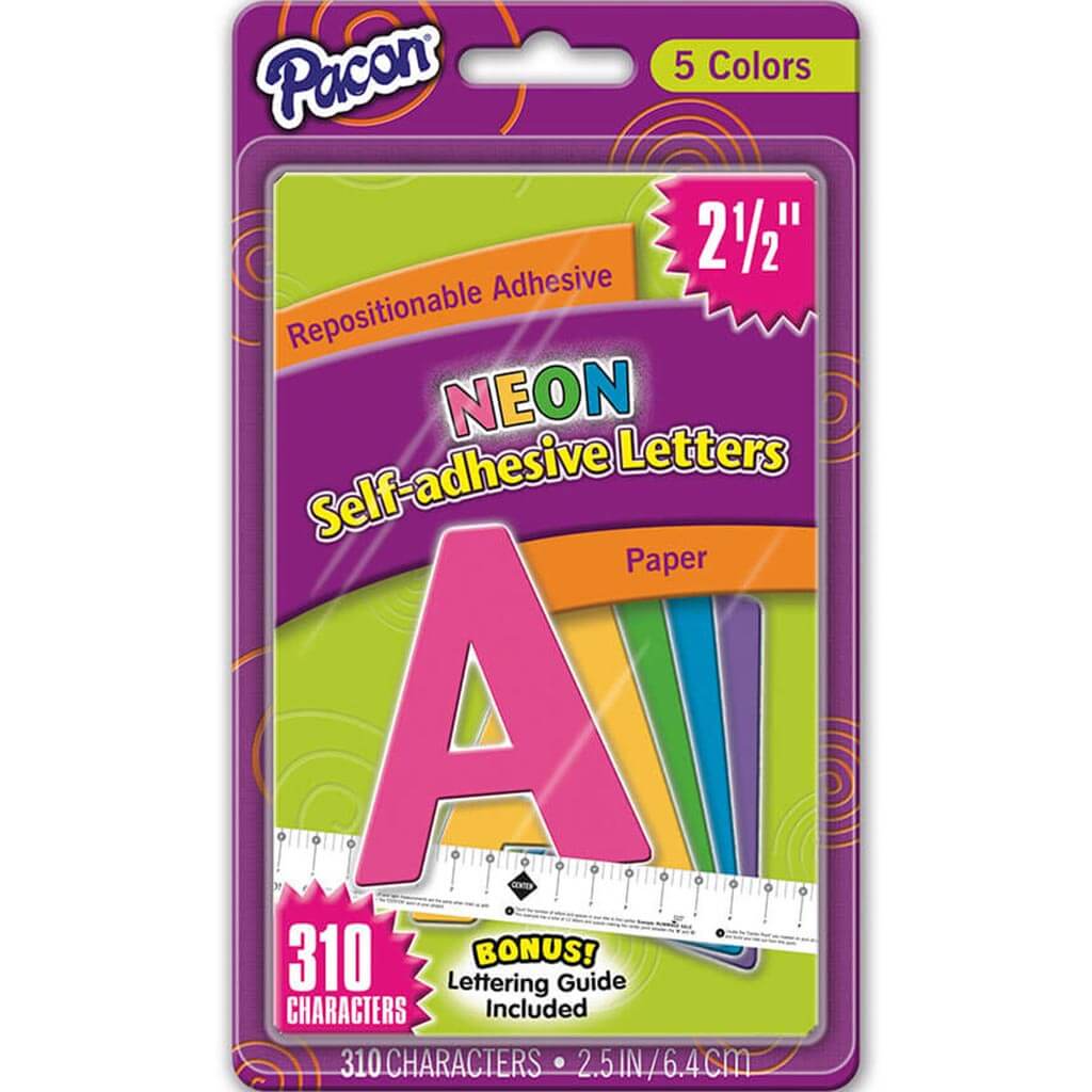 Self Adhesive Strip Paper Letters 2.5in Neon Colors