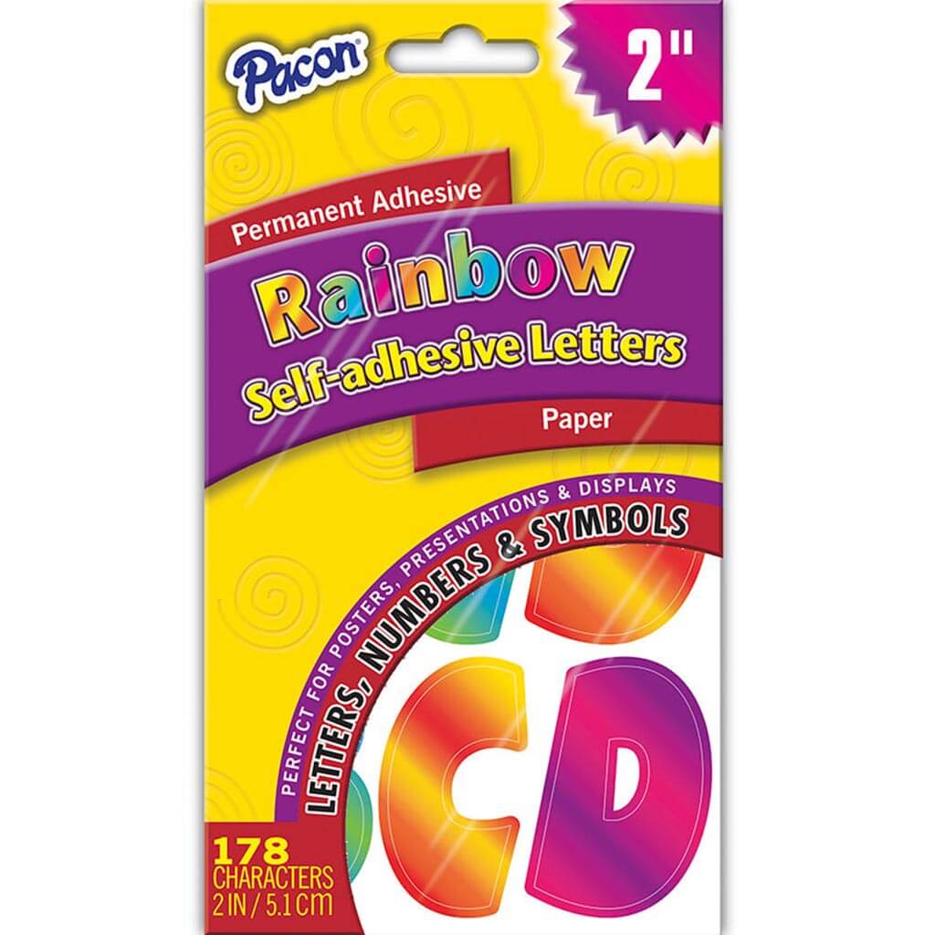 Self Adhesive Strip Paper Letters 2in Rainbow