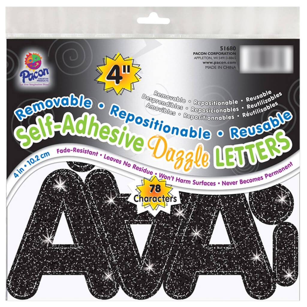 Self Adhesive Puffy Font Letters 4in Black Dazzle