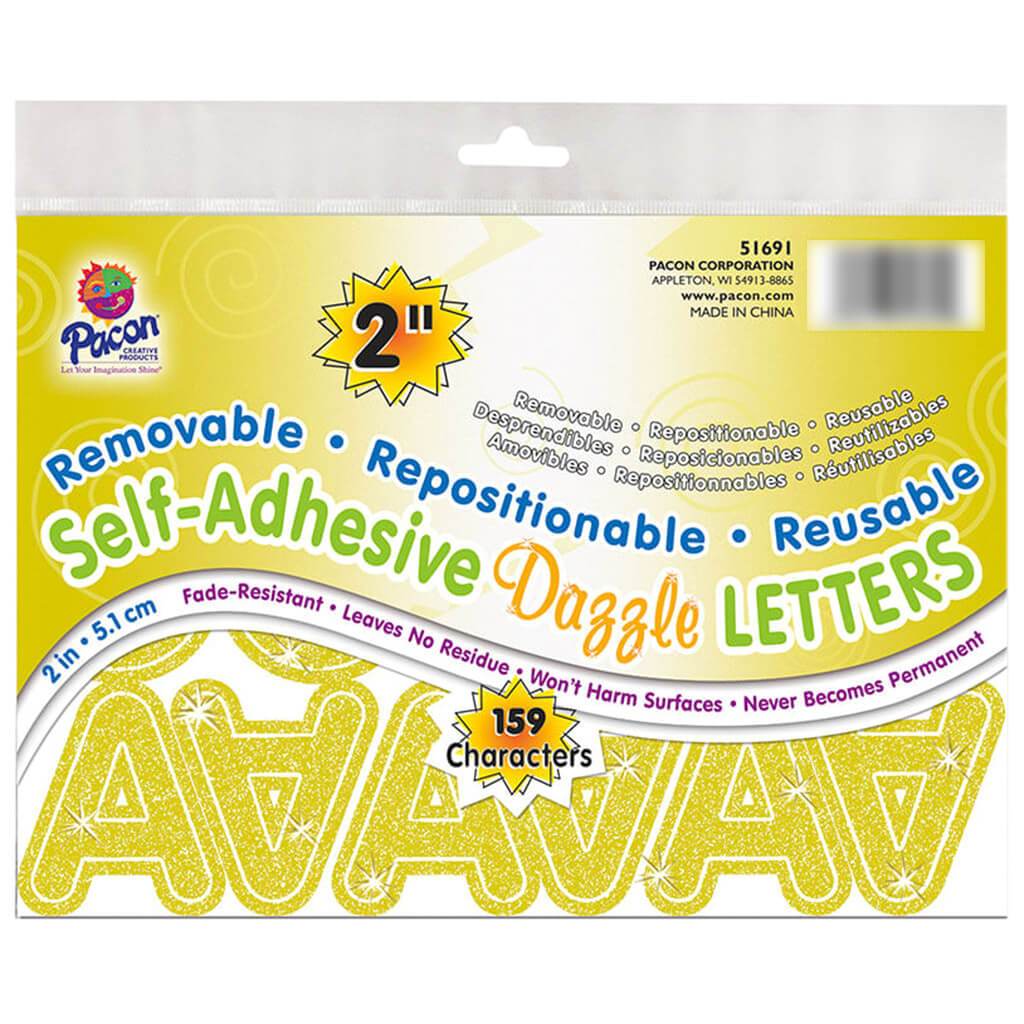 Self Adhesive Puffy Font Letters 2in Gold Dazzle