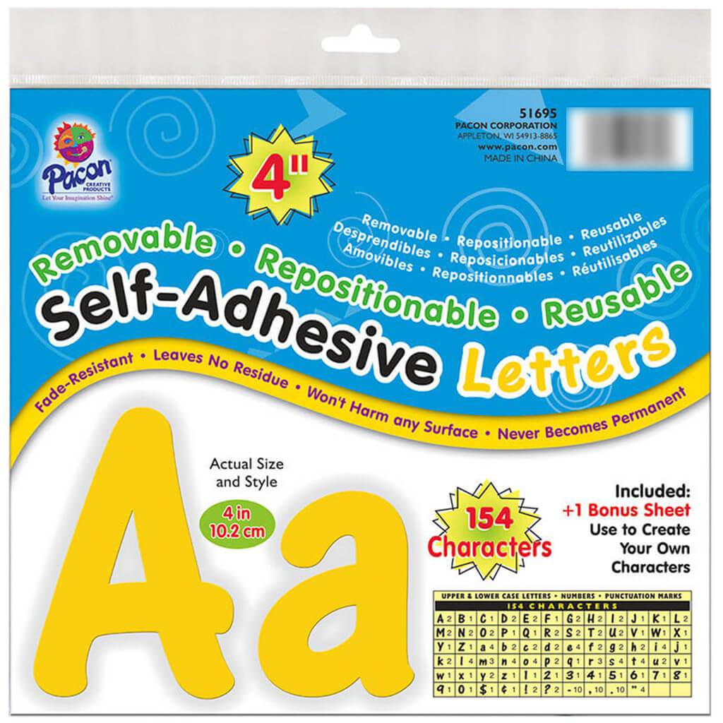 Self Adhesive Cherry Font Letters 4in Yellow