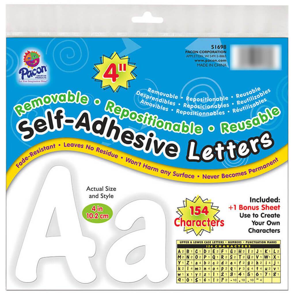 Self Adhesive Cherry Font Letters 4in White