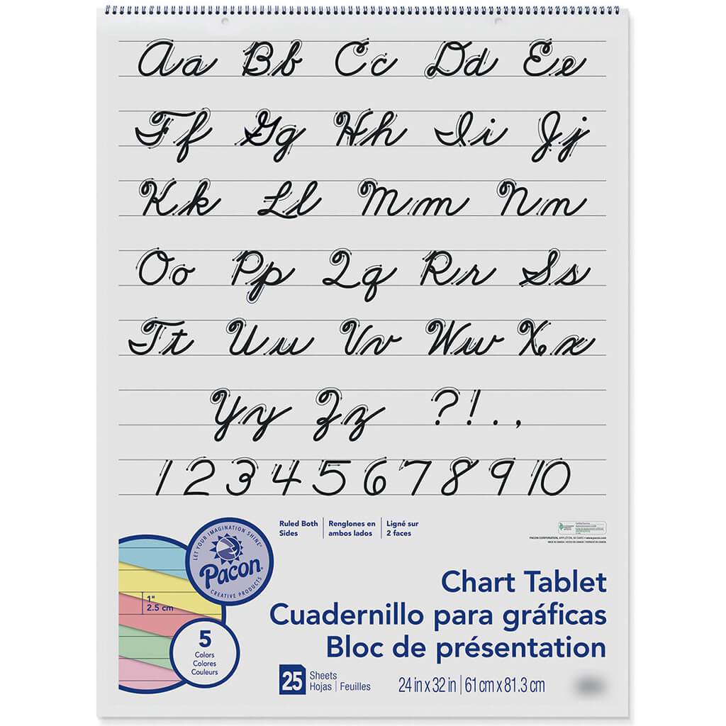 Colored Paper Chart Tablet 24in x 32in Cursive Cover