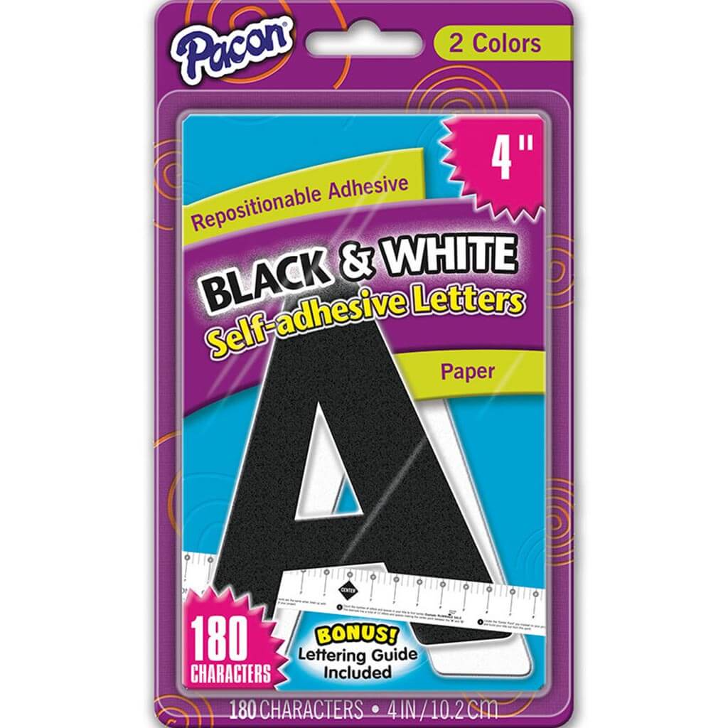 Self-Adhesive Paper Letters 4in Black &amp; White