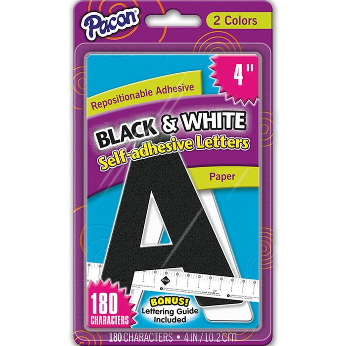 Self-Adhesive Paper Letters 4in Black & White