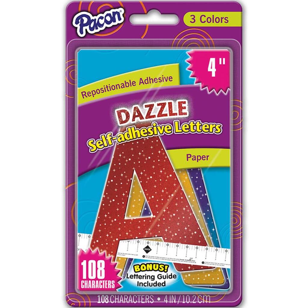 Self Adhesive Strip Paper Letters 4in Dazzle