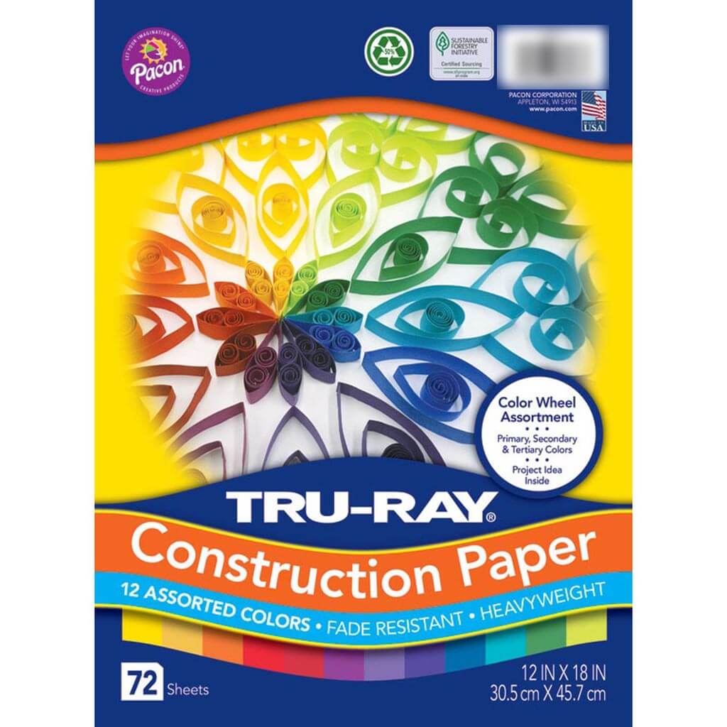 Construction Paper 12in x 18in 12 Vibrant Colors