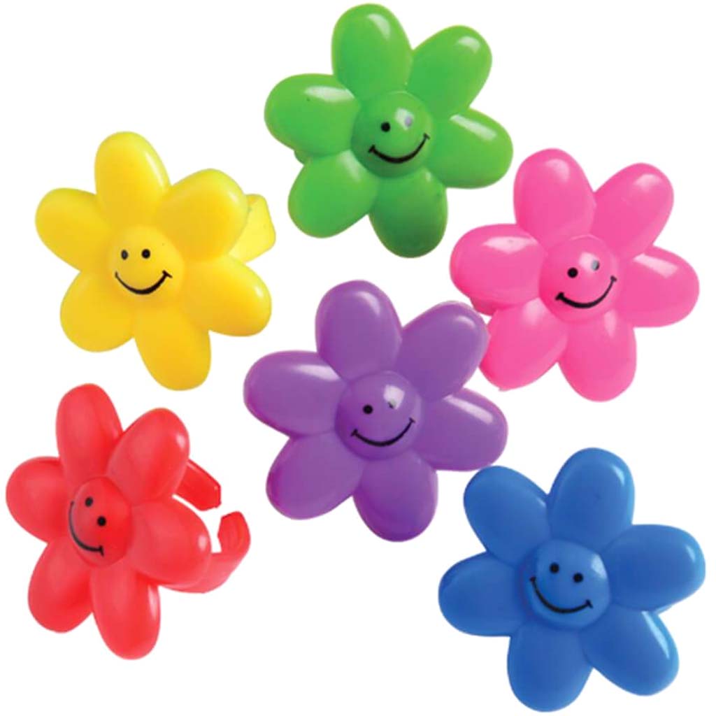 Smile Face Flower Rings-48 Pieces