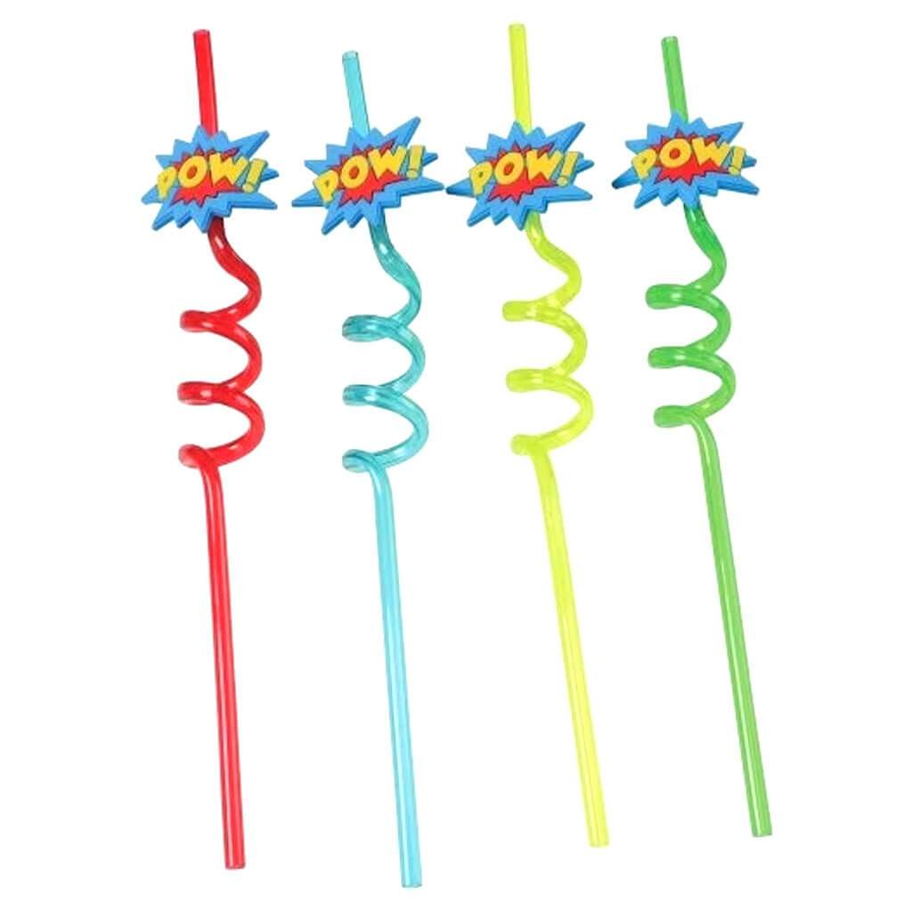 Superhero Straws 4-Pc