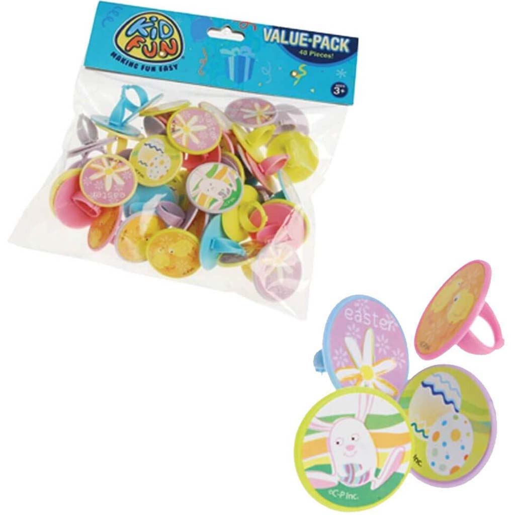 Adjustable Easter Sticker Rings 48 Pieces