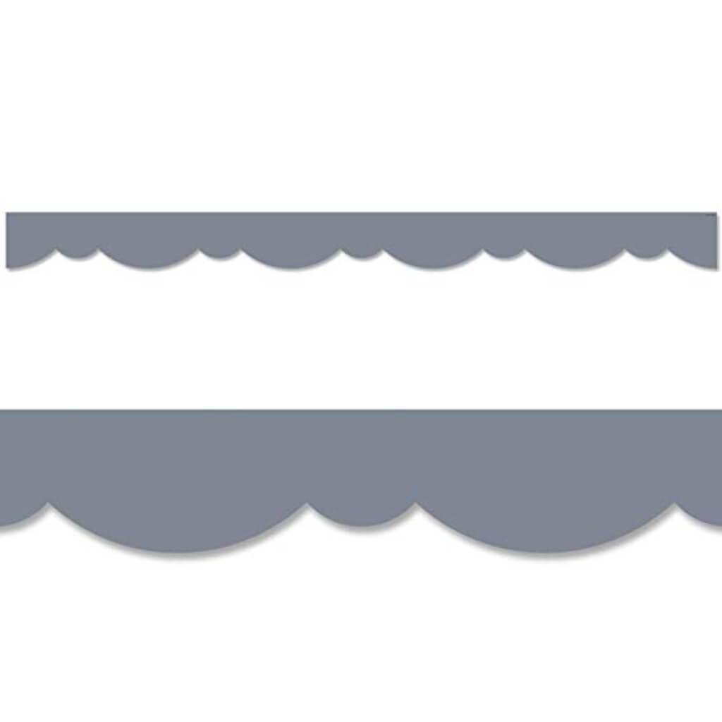 Charcoal Gray Stylish Scallops Border