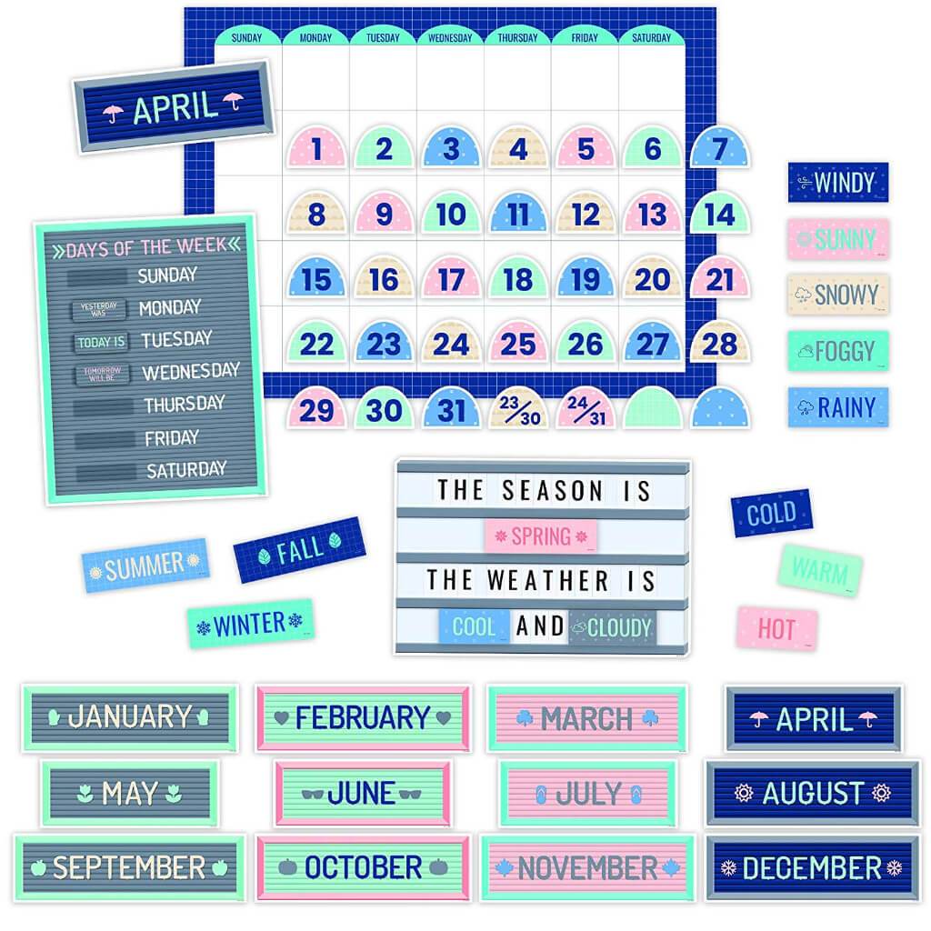 Calm Cool Calendar Set Bulletin Board