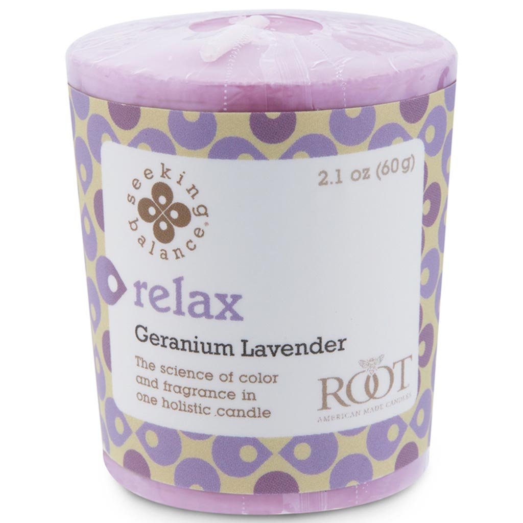 Seeking Balance Spa Votive Candle Relax Geranium Lavender, 2.1oz