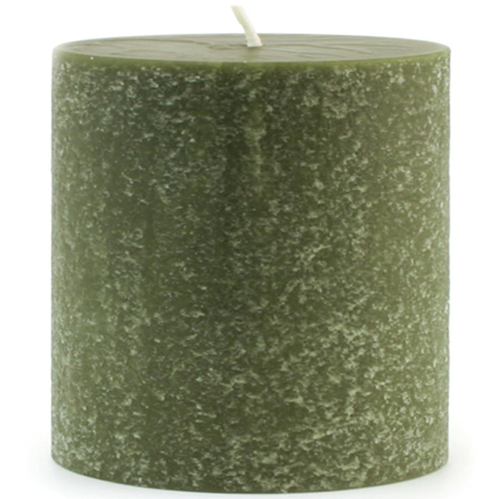 Scented Timberline Pillar Candle Dark Olive, 3in x 3in