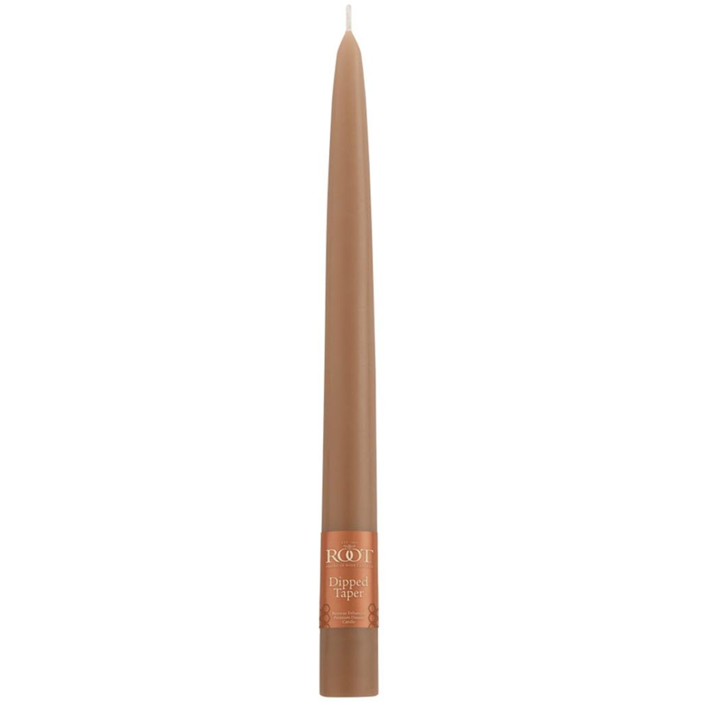 Dipped Taper candle Taupe Dinner, 9in