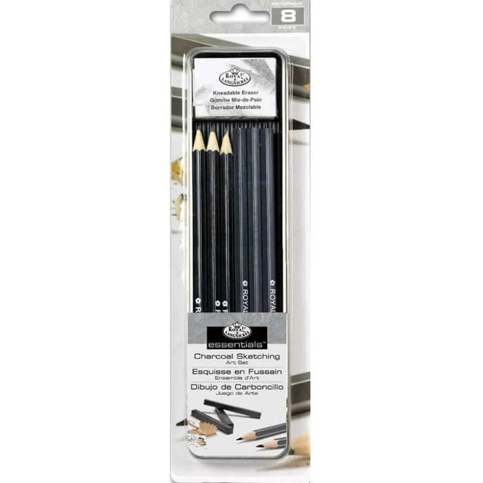 Sketching & Charcoal Tin Art Set 8pc 