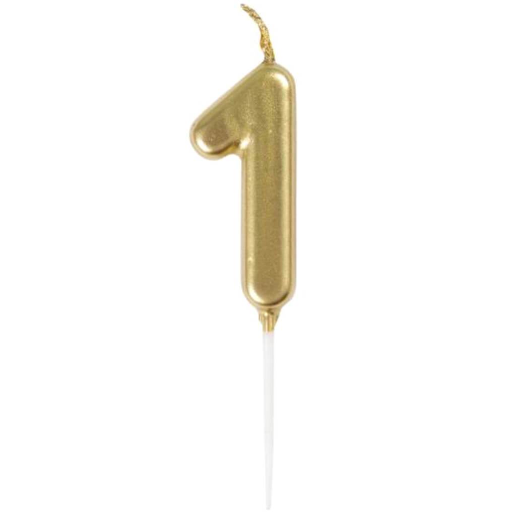 Mini Gold Pick Birthday Candle #1