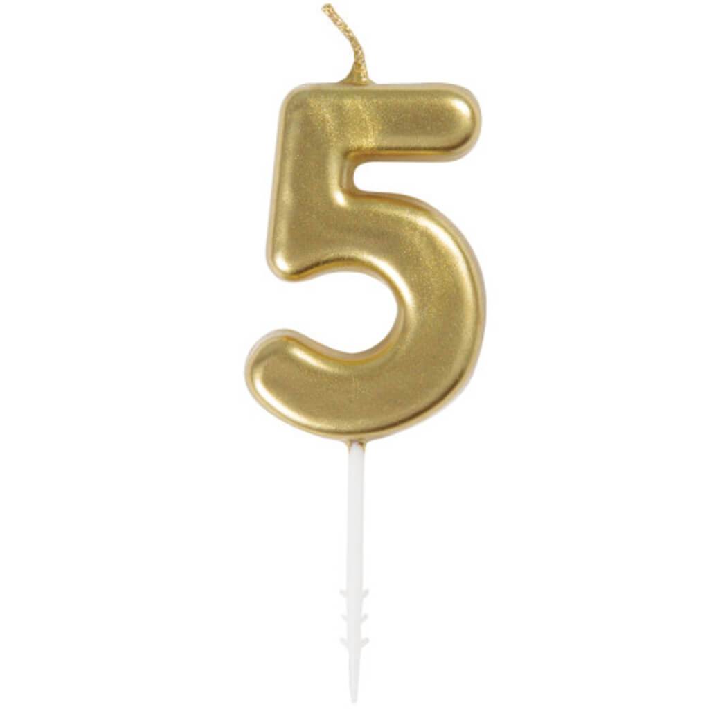 Mini Gold Pick Birthday Candle #5