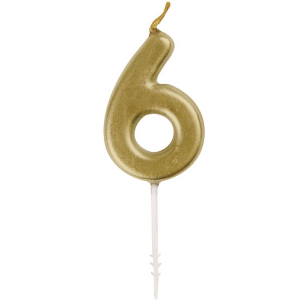 Mini Gold Pick Birthday Candle #6