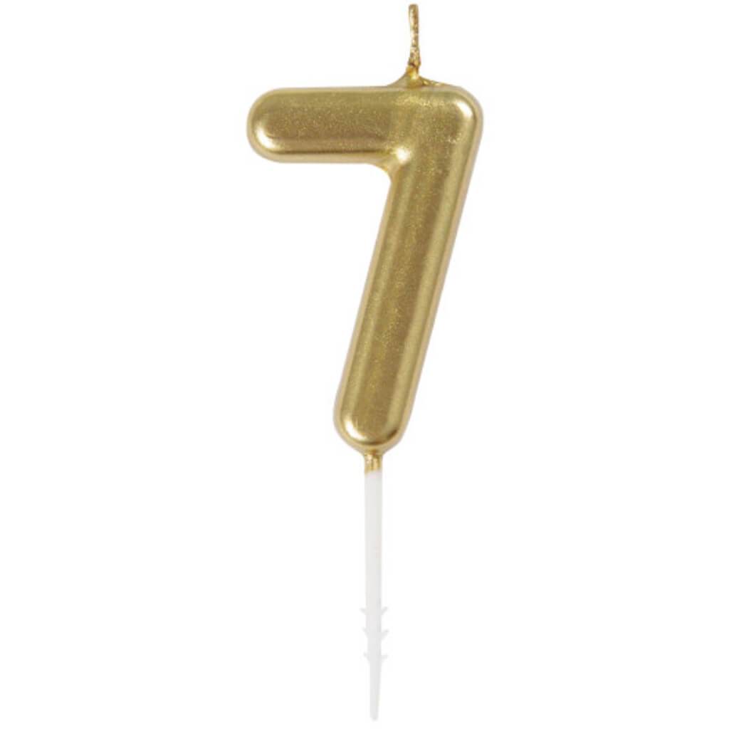 Mini Gold Pick Birthday Candle #7