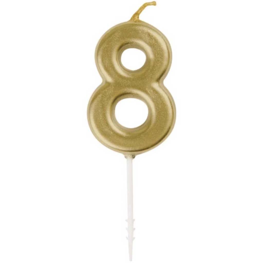 Mini Gold Pick Birthday Candle #8