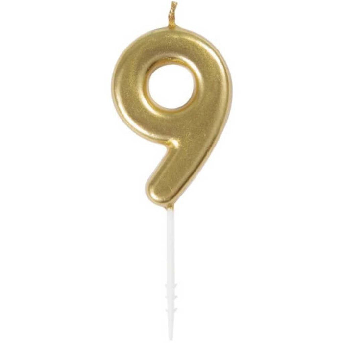 Mini Gold Pick Birthday Candle #9