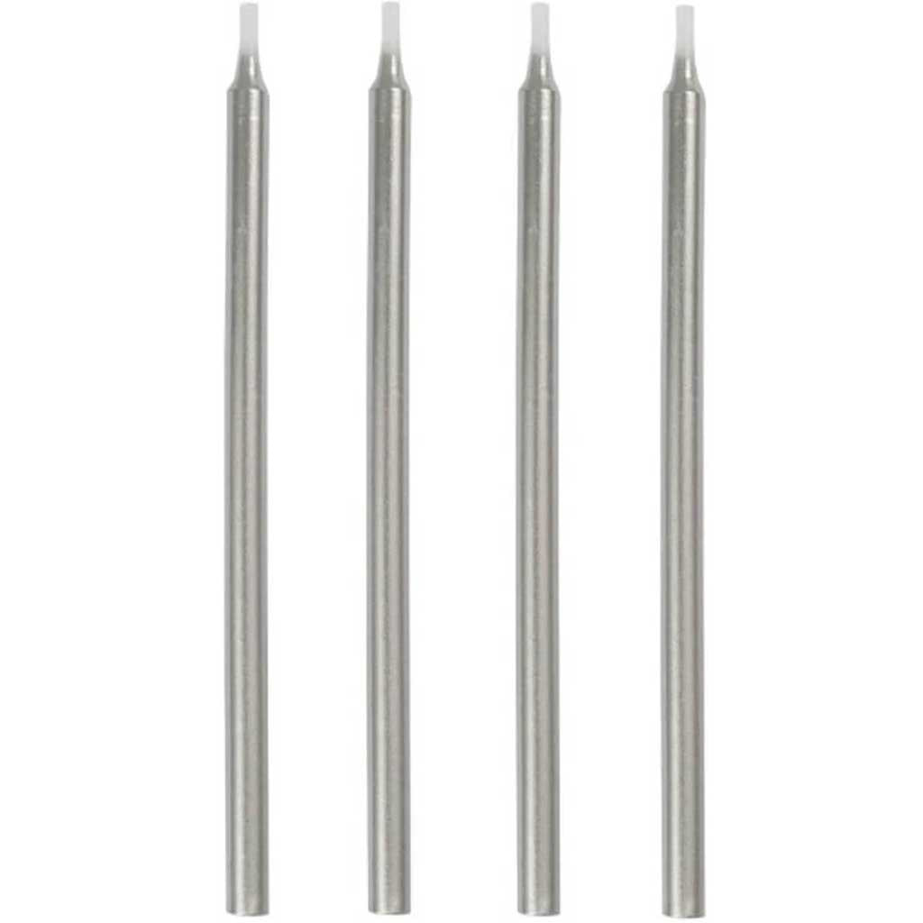 Silver Birthday Candles 5in 12ct