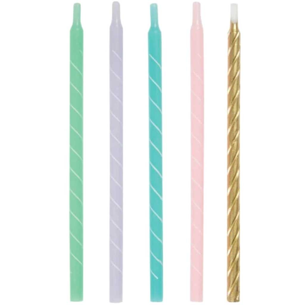 Pastel Spiral Birthday Candles 5in Pack of 12