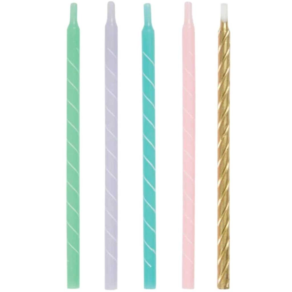Pastel Spiral Birthday Candles 5in Pack of 12
