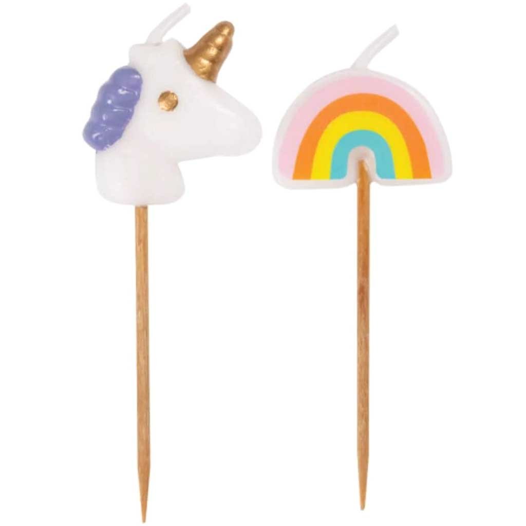 Unicorn &amp; Rainbow Pick Birthday Candles Assorted 6ct