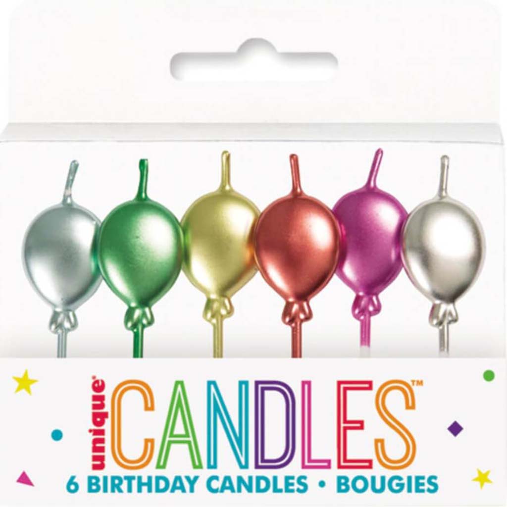 Metallic Balloon Pick Birthday Candles Assorted 6ct