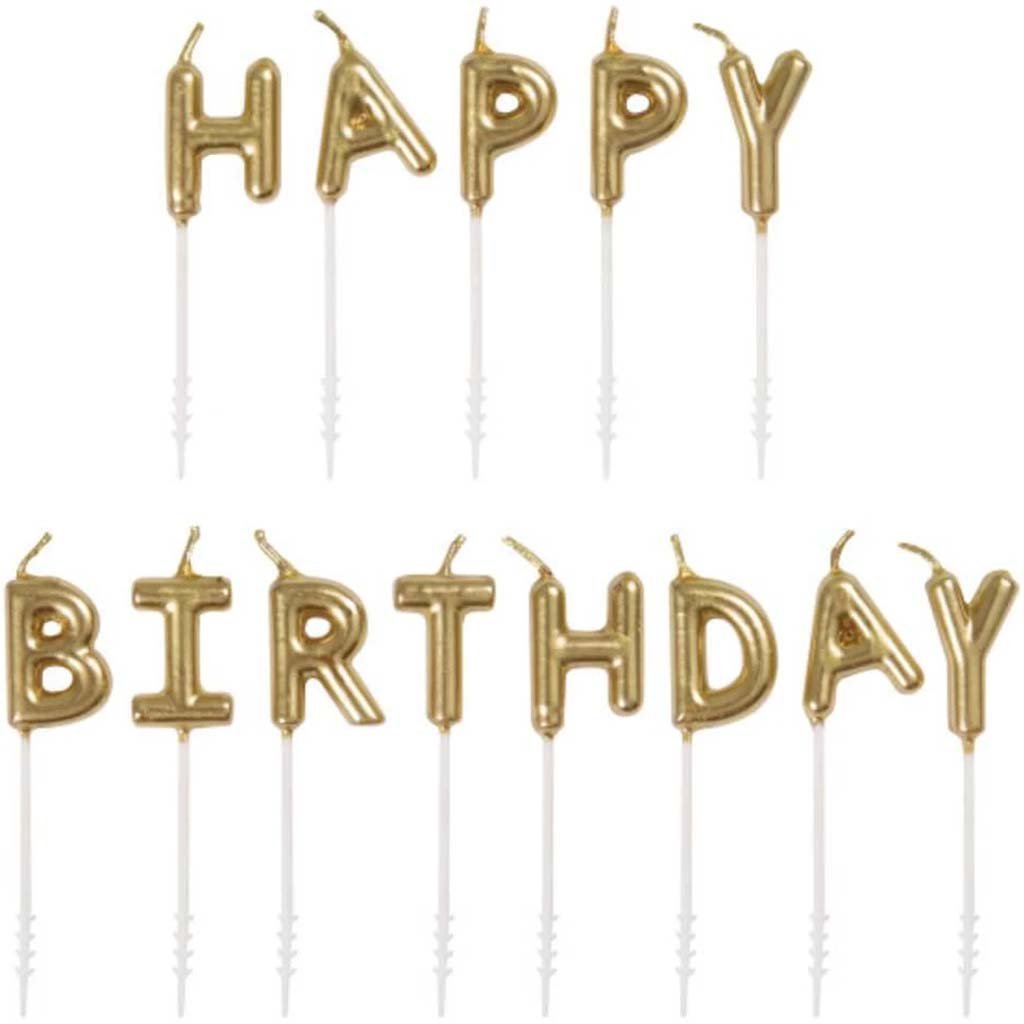 Gold Happy Birthday Letter Pick Birthday Candles