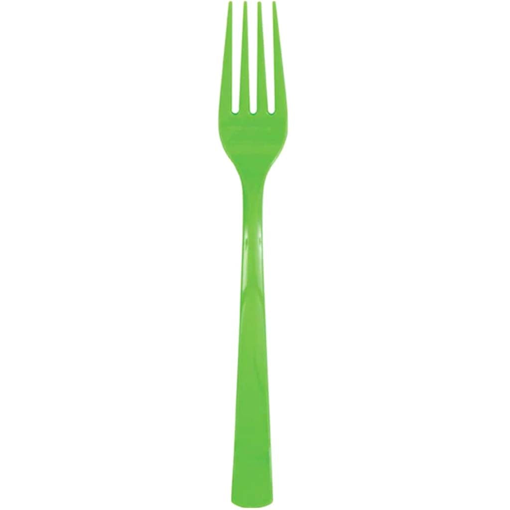 Lime Green Solid Plastic Forks 18ct