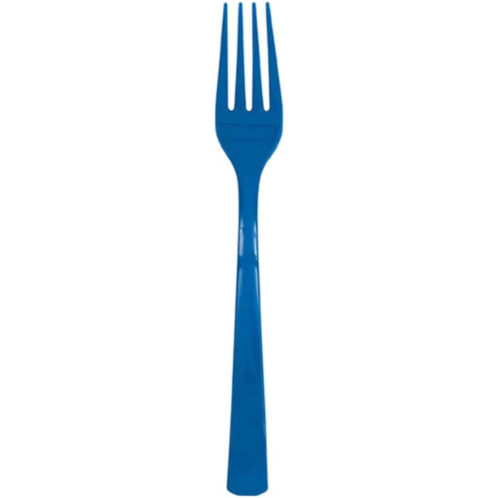 Royal Blue Solid Plastic Forks 18ct