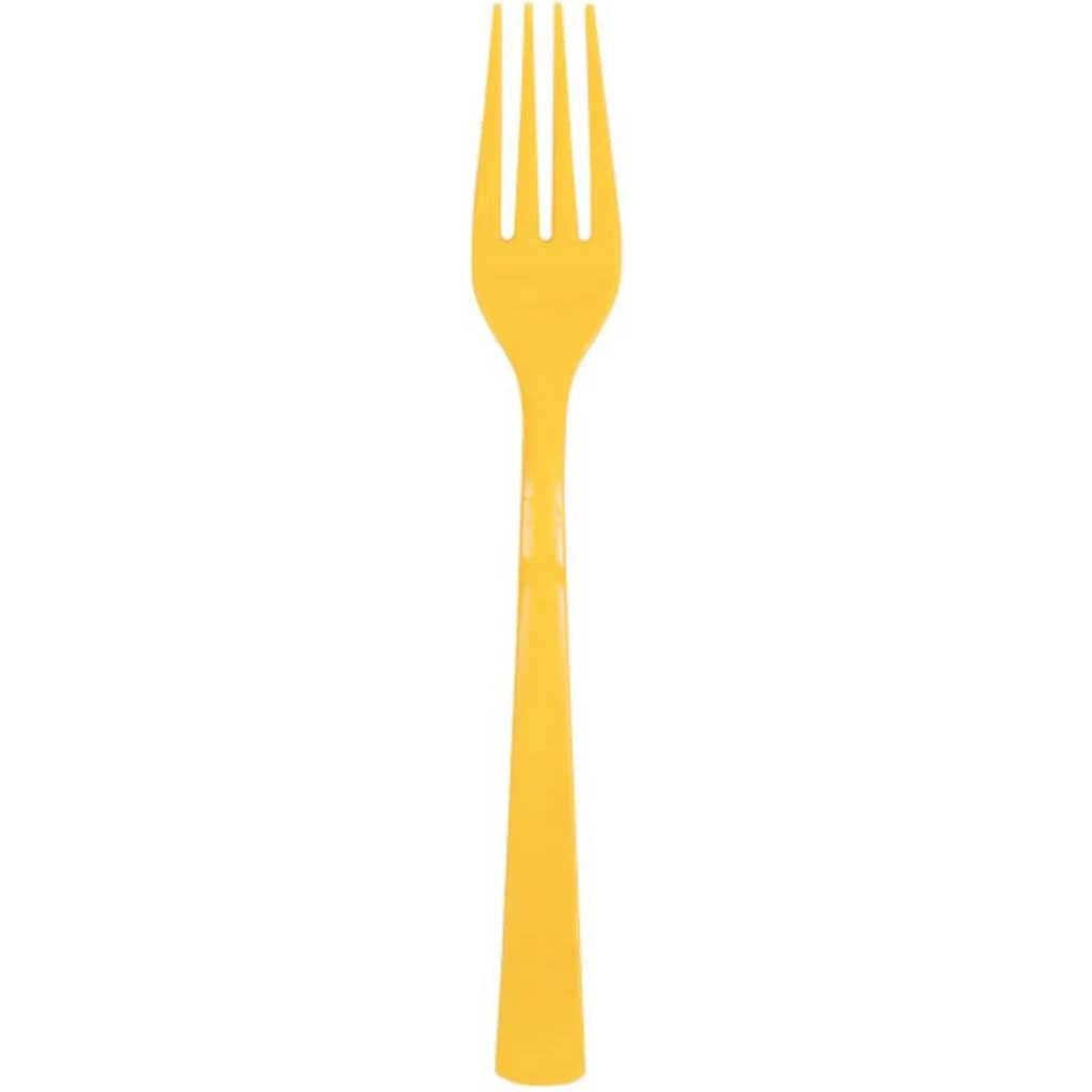 Sunflower Yellow Solid Plastic Forks 18ct