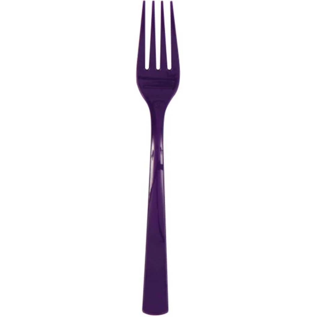 Deep Purple Solid Plastic Forks 18ct