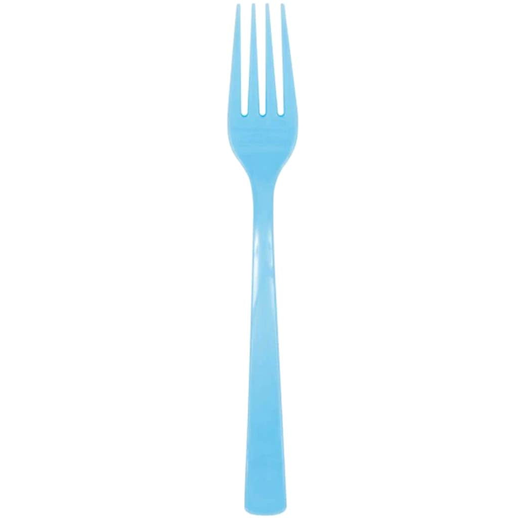 Powder Blue Solid Plastic Forks 18ct