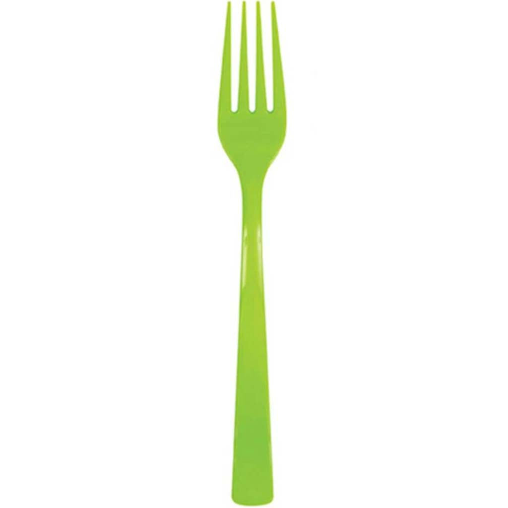 Neon Green Solid Plastic Forks 18ct