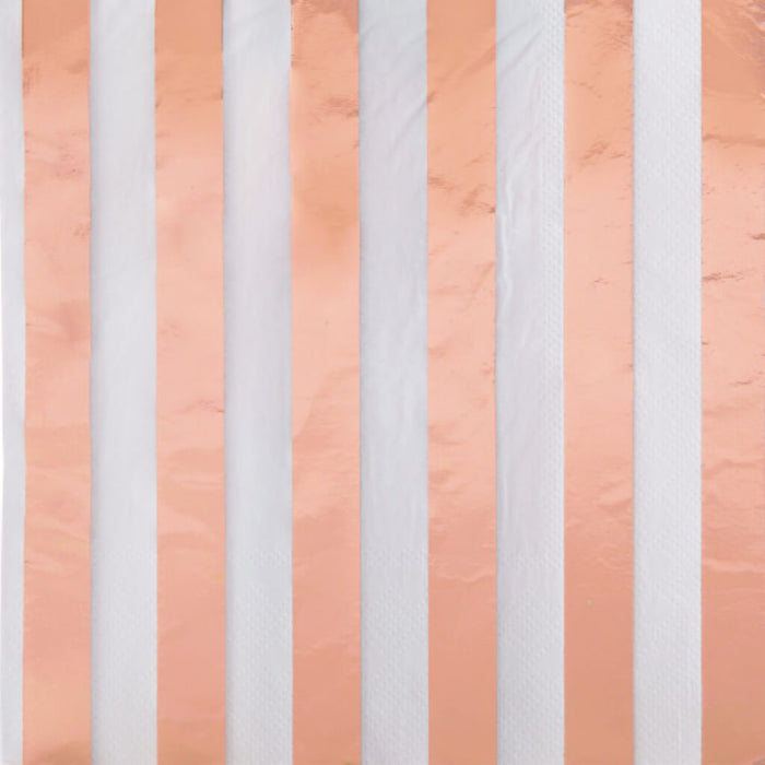 Rose Gold Foil Stripes Luncheon Napkins Foil Stamped 16ct
