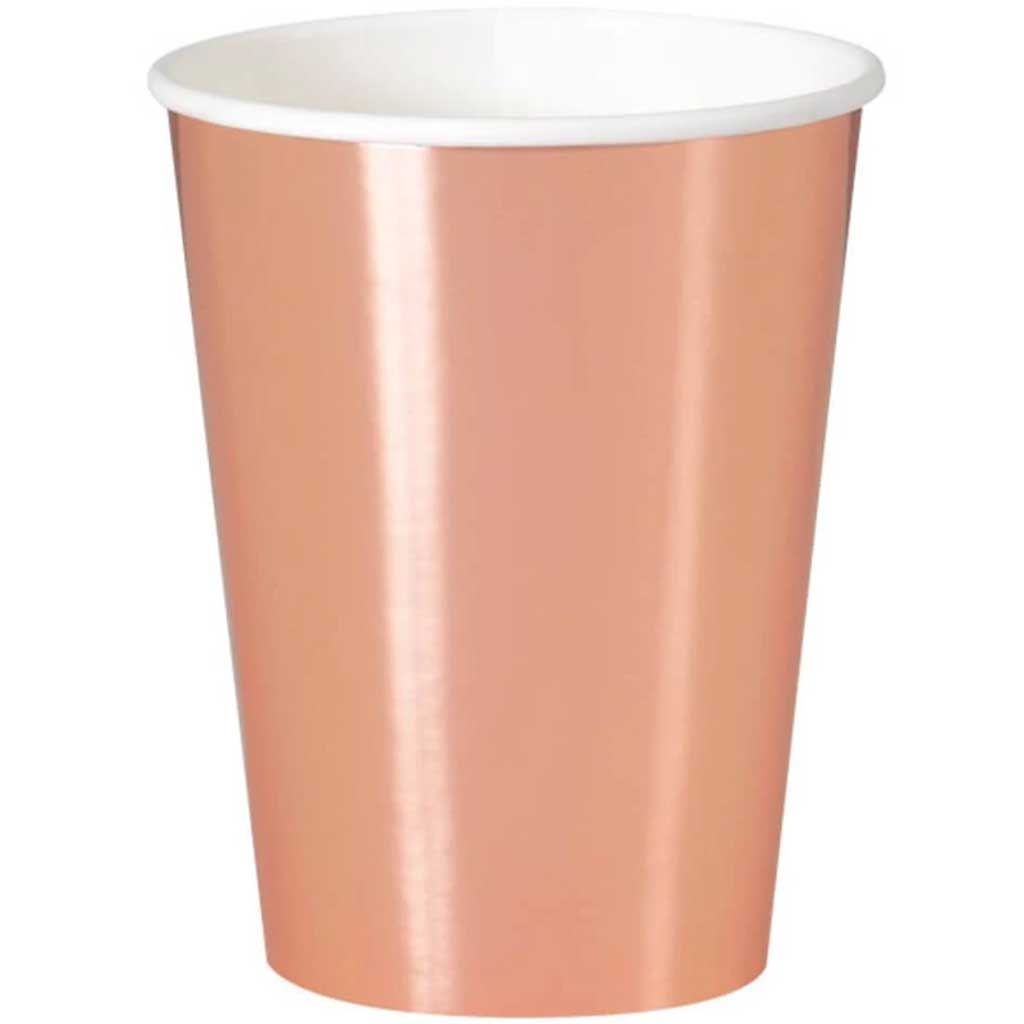 Rose Gold Foil Paper Cups 8ct Foil Board 12oz