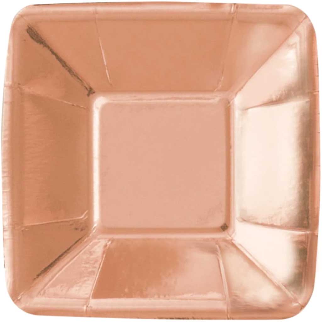 Rose Gold Foil Square Appetizer Plates Foil Board 5in 8ct