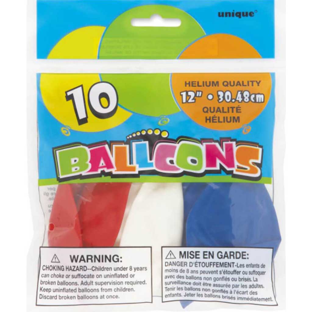 Latex Balloons assorted 12in 10ct