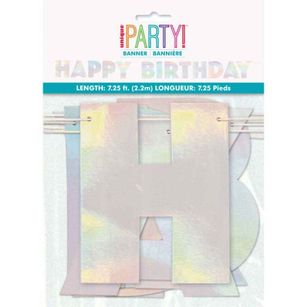 Iridescent Foil Happy Birthday Banner 7.25ft