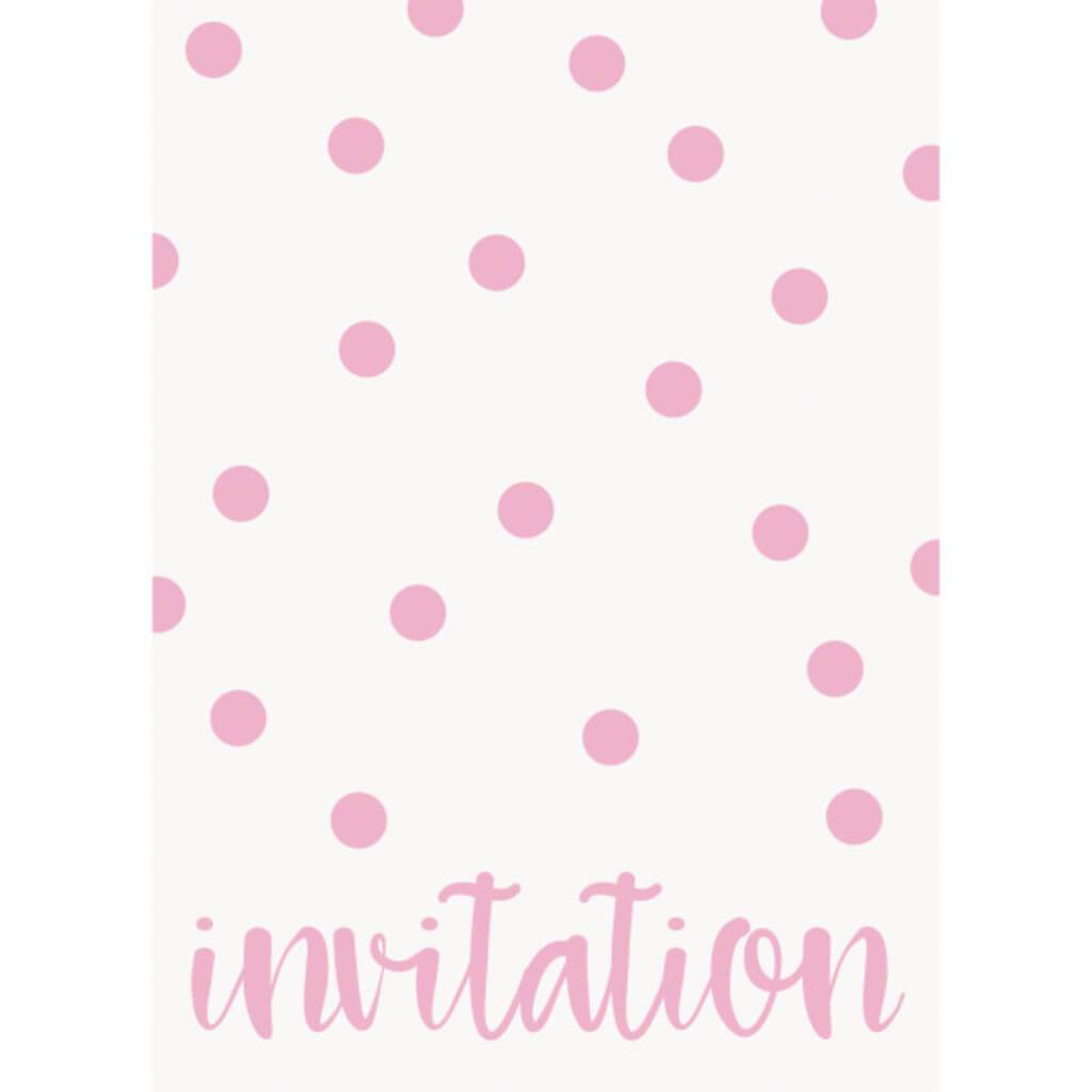 Pastel Pink Dots Invitations 8ct